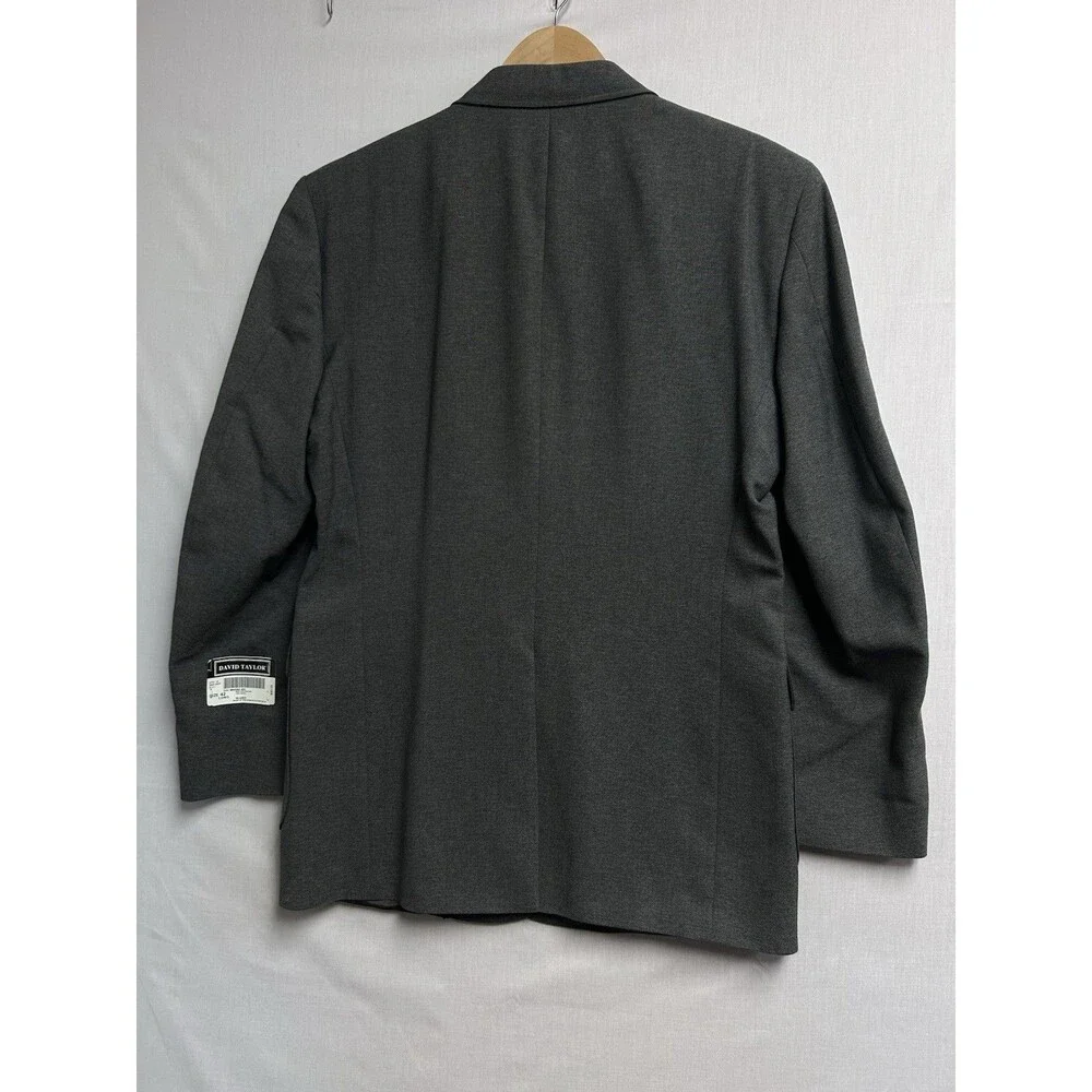 David Taylor Blazer Charcoal Grey Gold Button Single Vented Mens 42L NWT